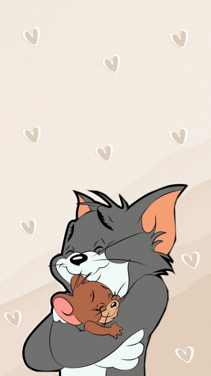 Tom and Jerry hugging